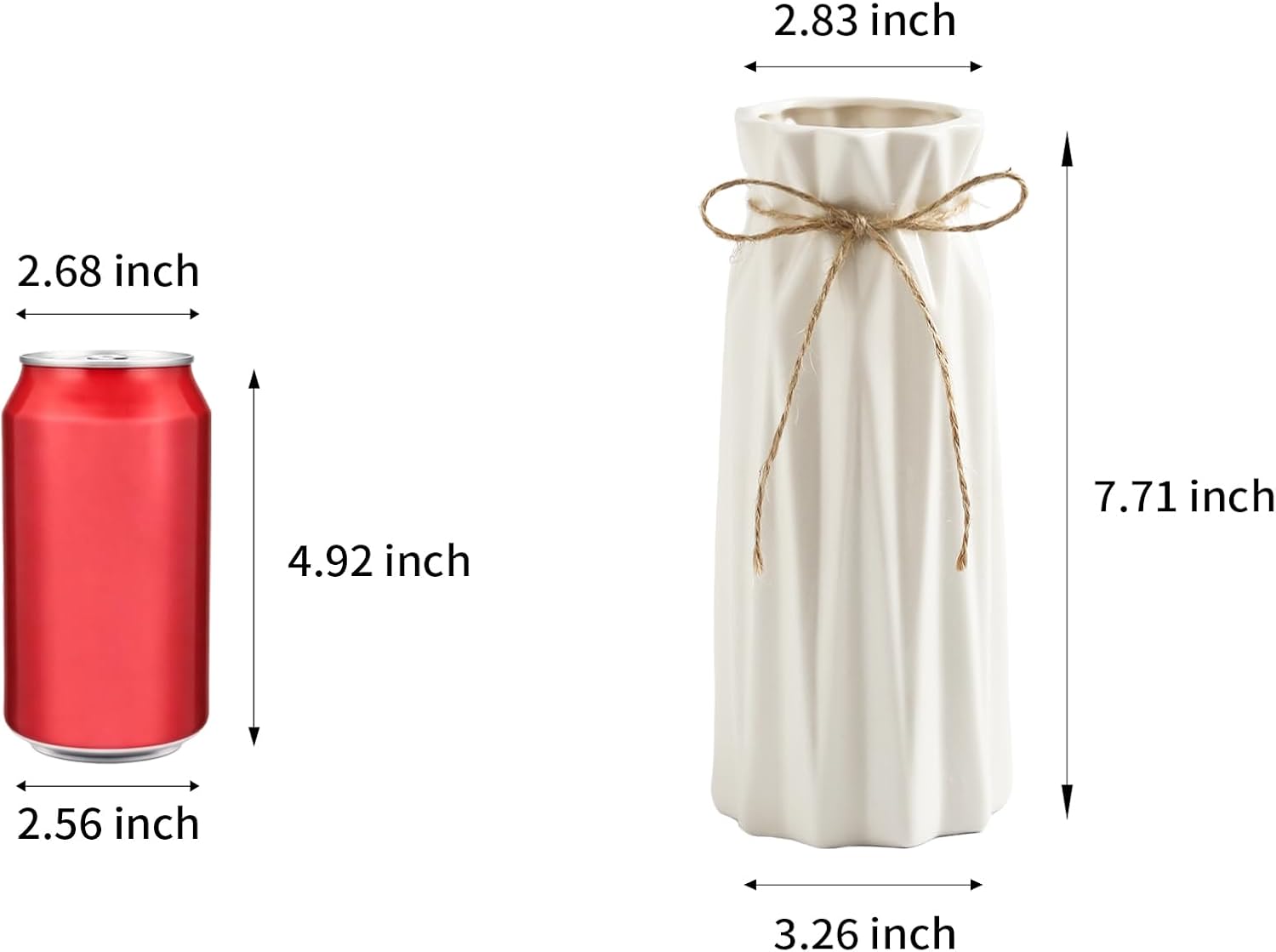 Small Vase White Ceramic Jute Rope Simple Vases / White 2 / Medium