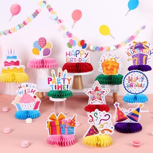 NatNarr Birthday Table Decorations Happy Birthday Honeycomb Centerpieces