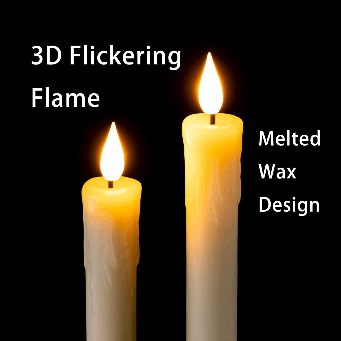 Homemory 12 Pcs Real Wax Flameless Taper Candles with Remote Timer and Dimmer, Battery Operated Candlesticks with