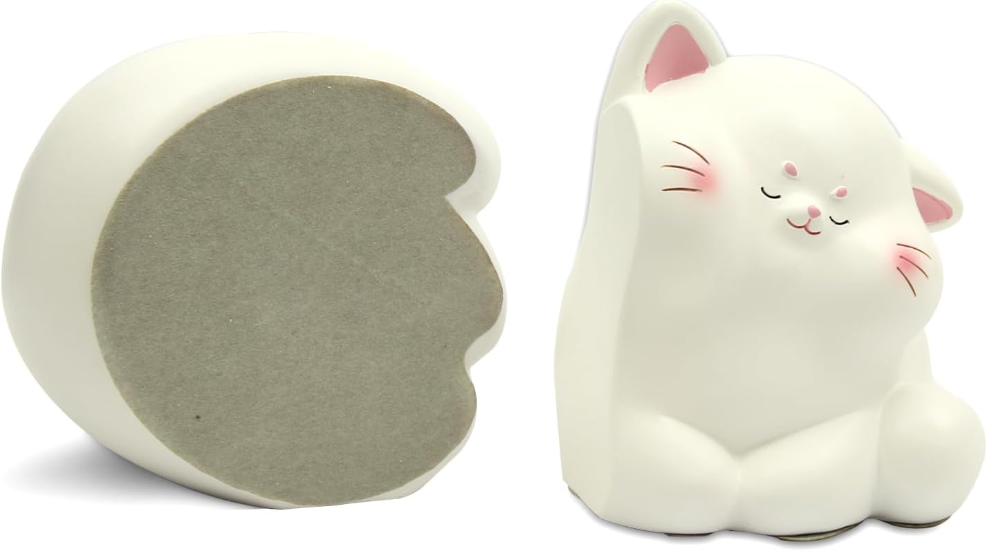 Cat Bookends / Resin Bookends Non-Slip Cat Bookshelf Desktop Decoration / White