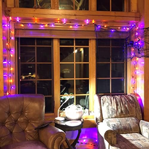 Dazzle Bright Purple and Orange Halloween Fairy String Lights, 4 Pack Total 80FT 240LED Copper Wire Battery Operated Waterproof Lights, Halloween Decorations for Indoor Home Patio Yard Party Decor