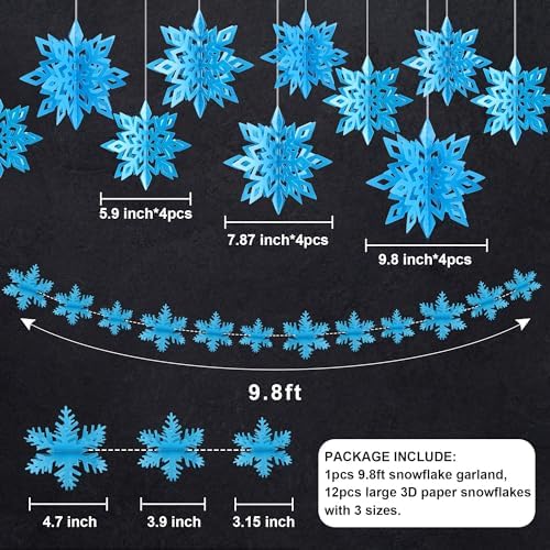 24PCS Hanging Snowflake Decorations Winter Wonderland Party Supplies