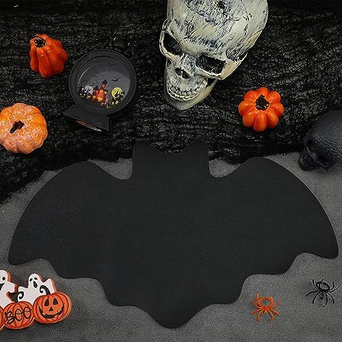 Remerry Set of 6 Halloween Bat Placemats Leather,Bat,Black