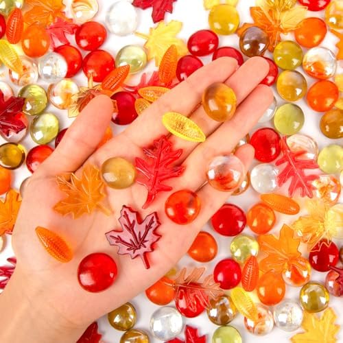 Fall Decor Sensory Bin Filler 100PCS Thanksgiving Vase Filler Acrylic Gems