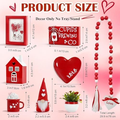 Valentine's Day Decorations for Home Office 8 PCS Tiered Tray Decor Set