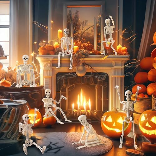 Skeleton Halloween Decorations, 5Pcs 16inch Full Body Posable Joints
