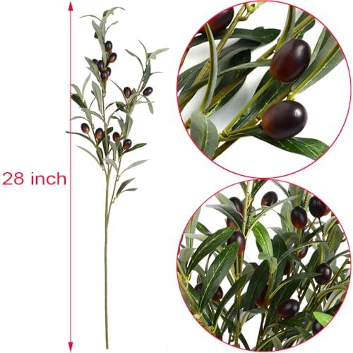 Artificial Plants Greenery Olive Branches Stems Fake Plants Leaves Fruits Branch / Green / Set of 6