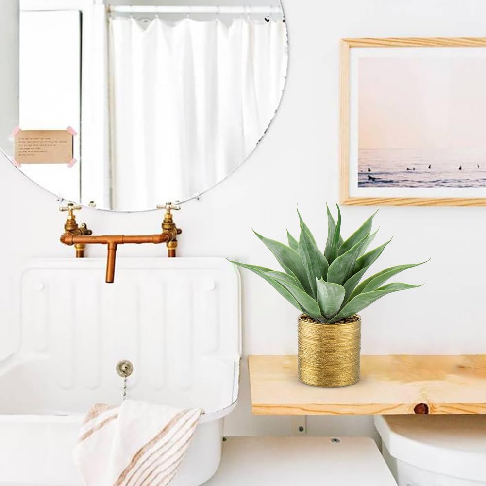 Large Faux Agave Plants Artificial Aloe Plant Fake Succulent Plants in Pot / Agave -brushed Gold