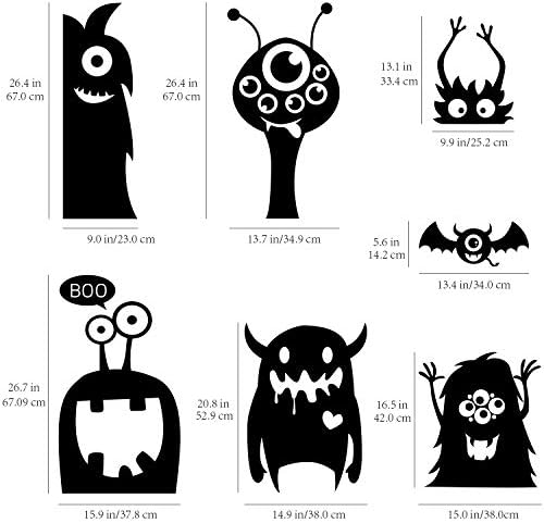 CCINEE 10PCS Giant Halloween Window Clings Novelty Cute Wiggly Monster Window Decal Stickers for Halloween Decoration Supply