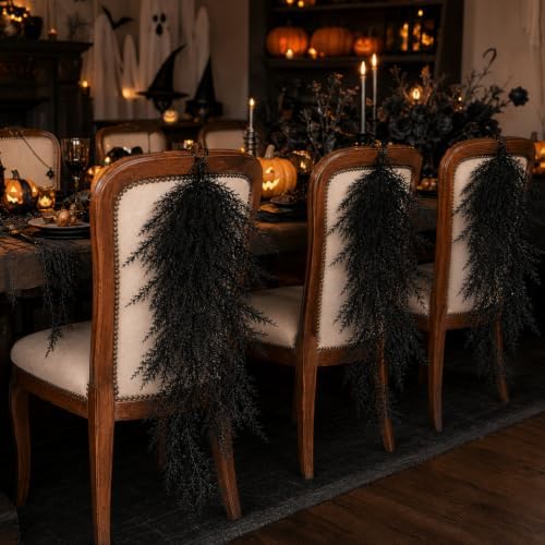 Suncalla 4 Pack Black Teardrop Swags, 32 Inch Cedar Halloween Gothic Deocr