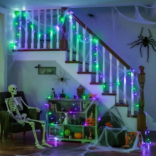 JMEXSUSS Connectable Purple and Green Halloween Lights Plug-in