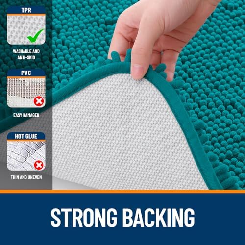 OLANLY Bathroom Runner Rugs 44x24, Soft Absorbent Chenille Bath Rugs, Rubber Backing Quick Dry, Machine Washable Long
