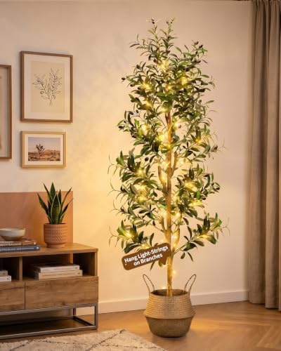 Olive Trees Artificial Indoor 6Ft Tall Faux Plants Large Fake Olivos Tree