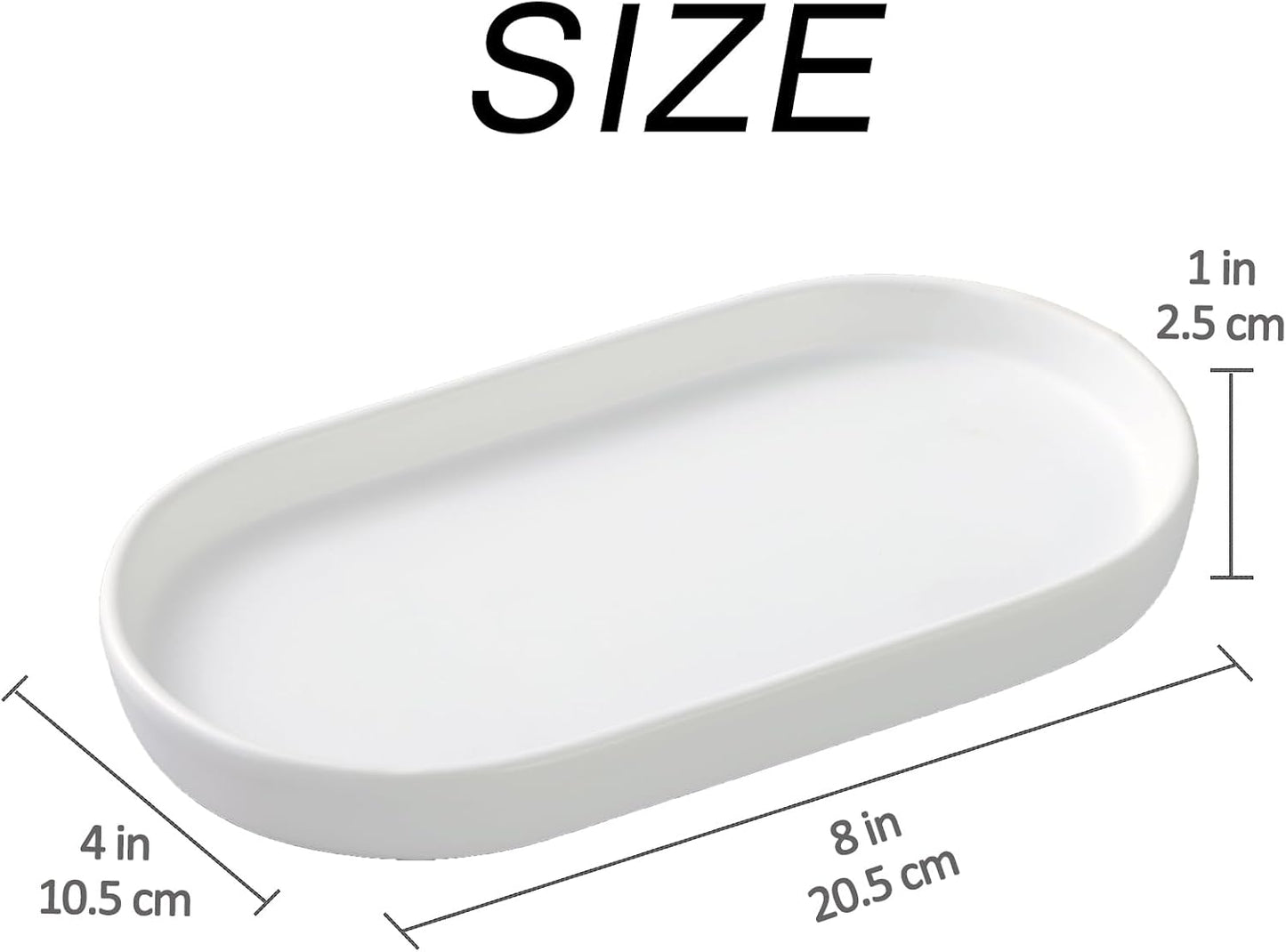 8'' Ceramic Vanity Tray / White