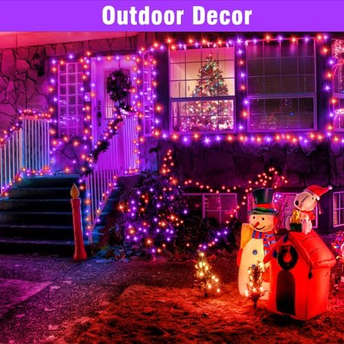 Nisocy 100FT Purple and Orange Halloween String Lights