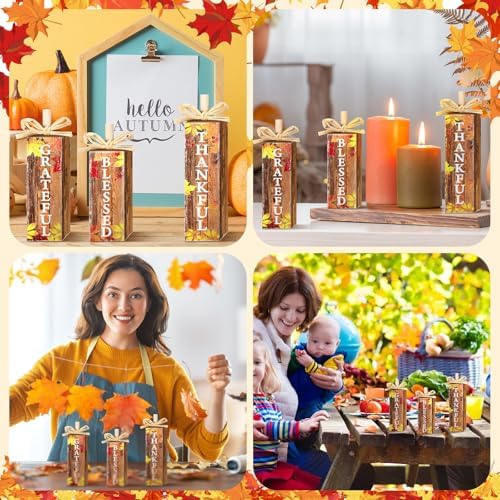 Redbaker 3 Pcs Fall Decorations for Home, Thanksgiving Maple Leaf Decor