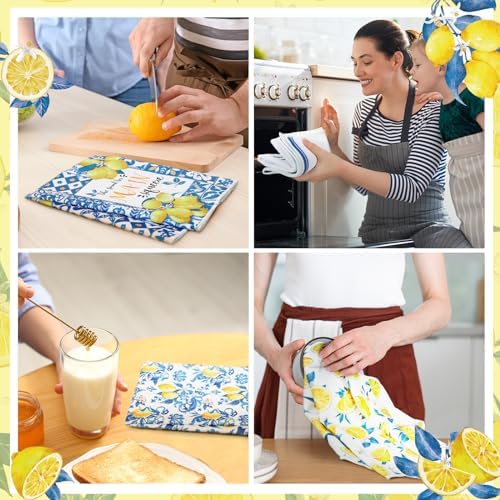 Sratte 6 Pcs Lemon Kitchen Towels Capri Tiles Lemon Dish Towels