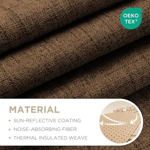 Joydeco Blackout Curtains for Bedroom - 84 Inch Long 100% Light Blocking 2 Panels Cappuccino Drapes, Thermal Insulated