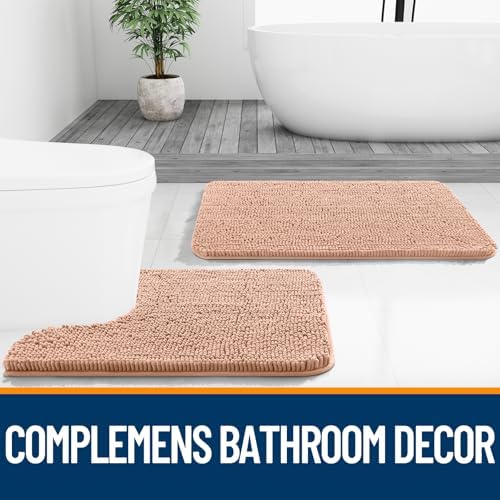 OLANLY Bathroom Runner Rugs 47x17, Extra Soft Absorbent Chenille Bath Rugs