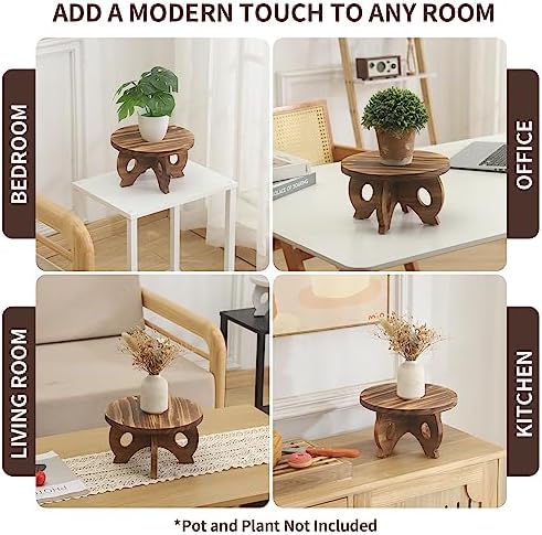 Plant Stand Indoor Wooden Plant Stool Round Stand Risers for Decor Plant Pedestal Stand / Brown