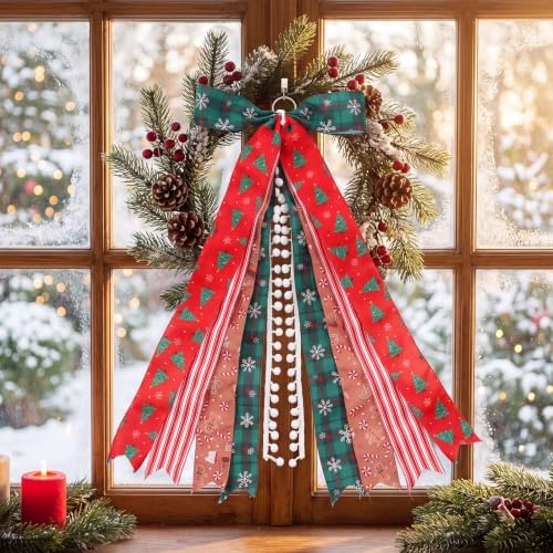 2 Pack Christmas Large Wreath Ribbon Bow for Front Door