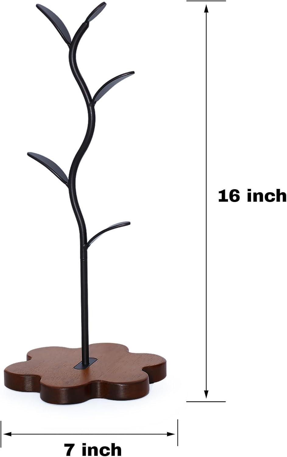 Mug Tree for Coffee Cups – Rustic Mug Holder Stand with 4 Hooks, Countertop Cup Rack for Coffee Bar & Kitchen