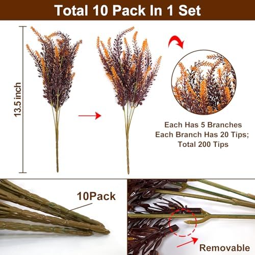 TURNMEON 10 Bundles Artificial Fall Flowers for Outdoors Fall Decorations