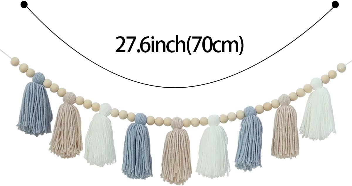 Boho Yarn Tassel Garland / Blue