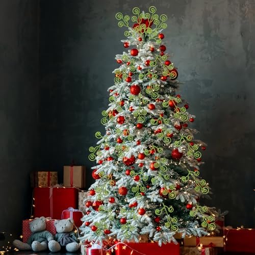 Ysleen 50 Pcs Glitter Tree Picks and Sprays Twigs Branches, Sage Green