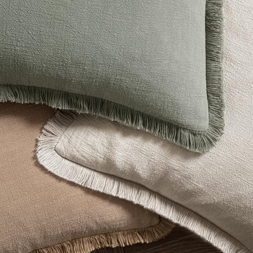 MIULEE Linen Decorative Lumbar Throw Pillow Covers Natural Beige 12x20