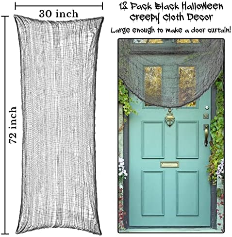 Legigo 12 Pack Halloween Creepy Cloths, Black Fabric Yard Decorations