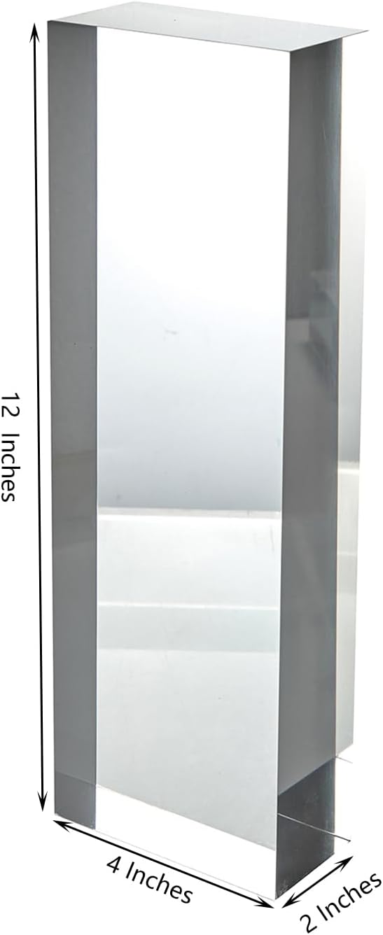 CiaoHER 2in Solid Acrylic Cube Display Block, 2" x 4" x 12" | Clear Polished, Pedestal Stand Riser, Solid Base, 1 Pack