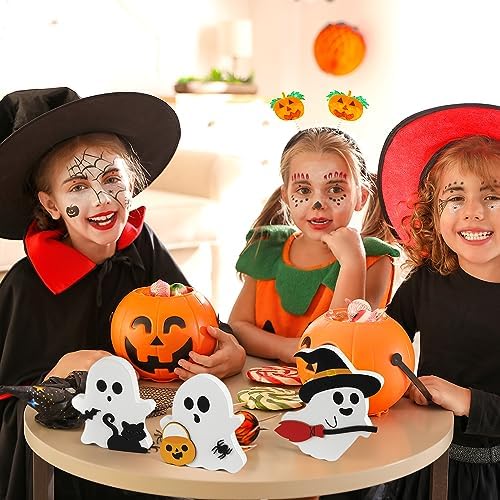 COCHIE 3 Cute Ghost Halloween Decorations Indoor Set Ghosts Table Sign