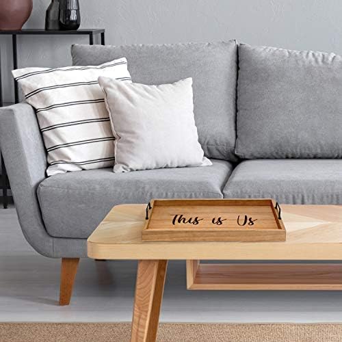 Elegant Designs HG2000-NTU Decorative Wood Serving Tray w/Handles, 15.50" x 12", This is Us, Natural Wood