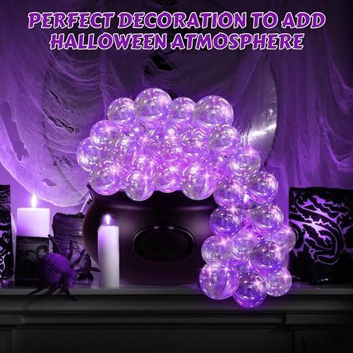 Halloween Witches Cauldron Decorations, DIY Bubbling Large Cauldron Bowl Set with Clear Plastic Balls and String Light for Halloween Hocus Pocus Party Indoor Outdoor Decor