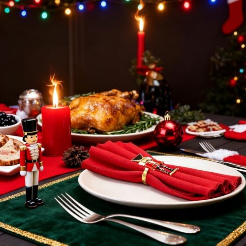 Christmas Nutcracker Napkin Ring Set of 6 for Holiday Dinner Decor