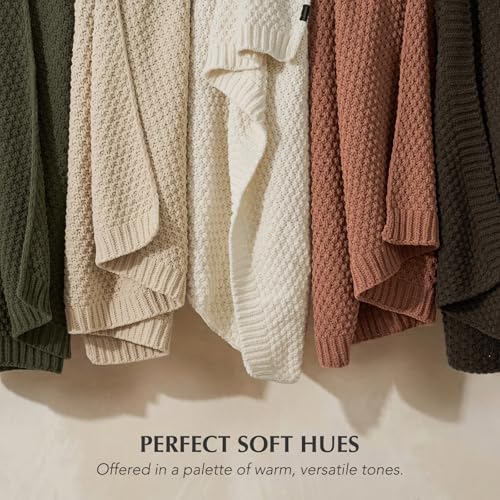EVERGRACEHOME Chunky Chenille Knit Throw Blanket, 60 x 80, Terracotta Clay