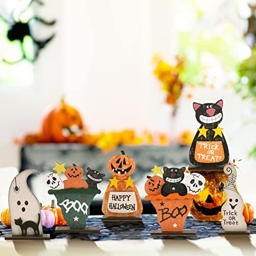 6PCS Halloween Black Cat/Pumpkin Monster/Ghost for Indoor Table Decorations