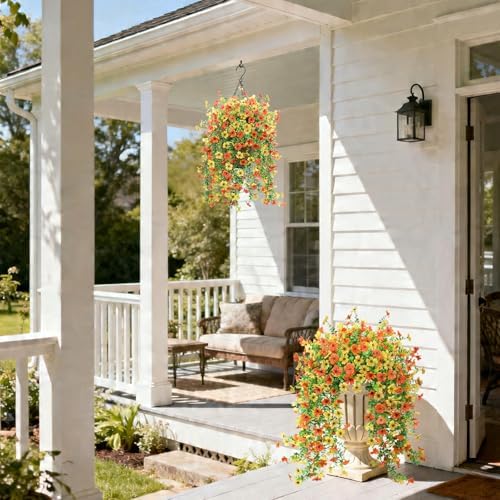 Hommyea Artificial Fake Fall Flowers Plants for Outdoors Mums Home Decor