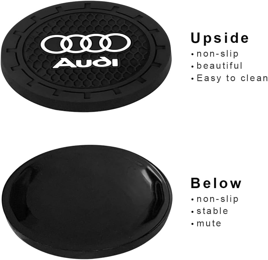 Car Cup Holder Coaster for Audi Recessed Silicone Cupholder / Black-cup-0004 / 2.75 Inch / Set of 2