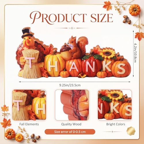 Amyhill Thanksgiving Decoration Wooden Pumpkin Turkey Tabletop Centerpiece Decor Turkey Figurines Indoor Fall Decor for Home Kitchen Thanksgiving Harvest Autumn Party Supplies