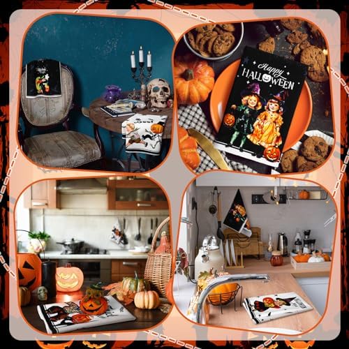 FuWeave 6 Pcs Halloween Kitchen Towels Funny Kitchen Decor