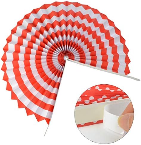 18Pc Party Hanging Paper Fans Set - Red Folding Round Fan Wall Decor, Paper Garlands Flower Decoration for Birthday, Festival, Wedding, Graduation Events Accessories