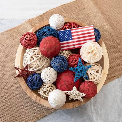 ANDALUCA American Flag Decorative 4th of July Large Vase Filler Bag with Orbs, Decorative Balls (Red, White & Blue)