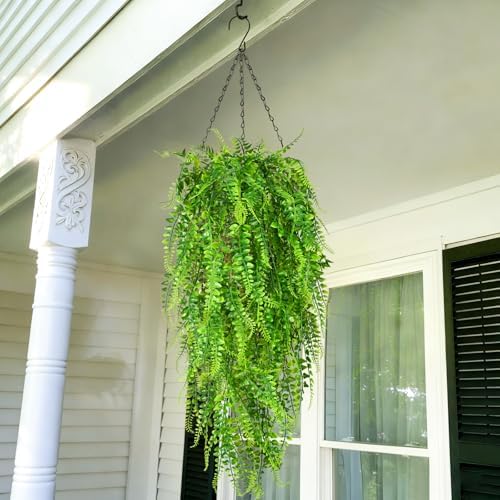 Waipfaru 8Pcs Fake Ferns Fake Hanging Plants Artificial Ferns Vine Greenery