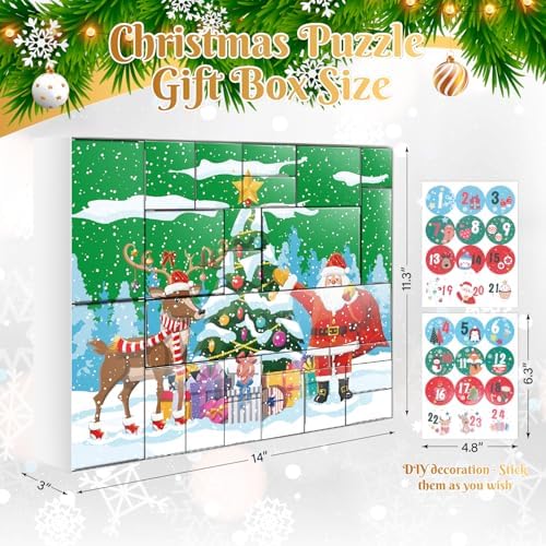Linelglobal DIY Christmas Advent Calendar to Fill Empty Gift Box Set 2026-24 Days of Surprise Boxes for Kids, Family & Friends - Green