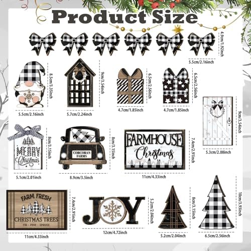 Funnymoom 17 Pcs Christmas Tiered Tray Decor Set Winter Tiered Tray Decor