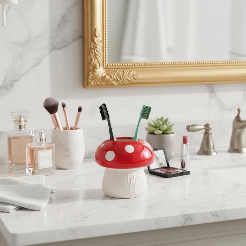 Toothbrush Holder / Mushroom Toothbrush Holder / Red