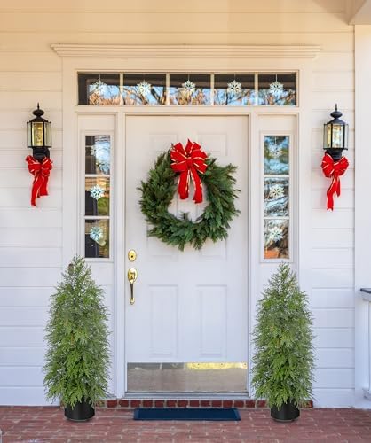 3FT Artificial Cedar Topiary Tree, Real Touch Fake Cedar Topiary Tree Potted Plants for Home Office Front Porch Garden Entryway Indoor Outdoor Evergreen Decor