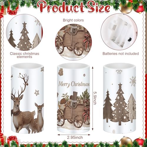 Retisee 3 Pcs Rustic Christmas Flameless LED Candles with Remote for Table